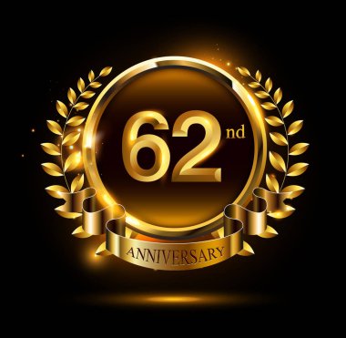 62 yaş Altın yıldönümü logosuna siyah arka plan