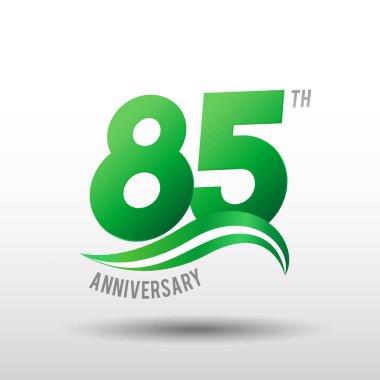 85 yıl yıldönümü logosu, dekoratif arka plan yeşil
