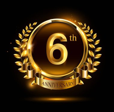 6 yaşındaki Altın yıldönümü logosuna siyah arka plan