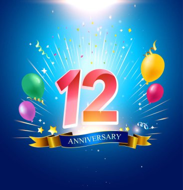 12 yaşındaki balonları dekoratif arka plan yıldönümü mavi