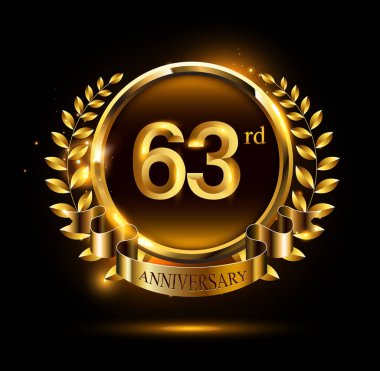 63 yıl altın yıldönümü logosuna siyah arka plan