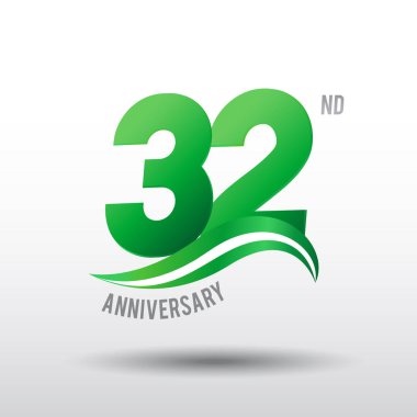 32 yıl yıldönümü logosu, dekoratif arka plan yeşil