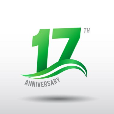 17 yıl yıldönümü logosu, dekoratif arka plan yeşil