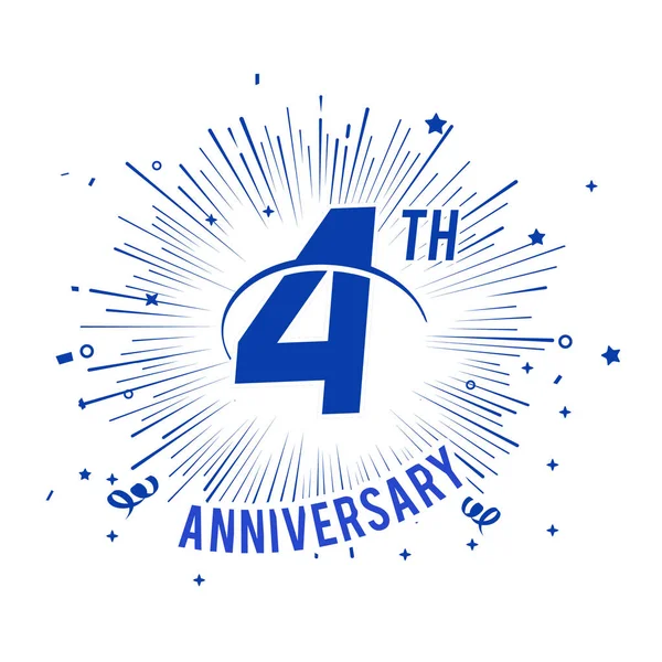 Logo Aniversario Azul Años Con Fuegos Artificiales — Vector de stock