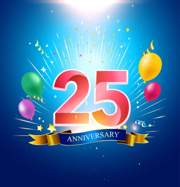 Anos Fundo Decorativo Aniversário Azul Com Balões — Vetor de Stock