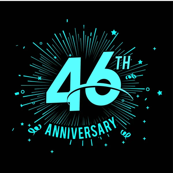 Anos Logotipo Aniversário Azul Com Fogo Artifício Fundo Preto — Vetor de Stock