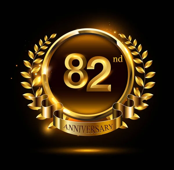 Años Oro Logo Aniversario Sobre Fondo Negro — Vector de stock