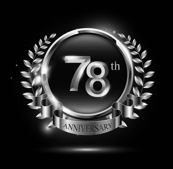 Años Logotipo Celebración Del Aniversario Plata Con Anillo Cinta Diseño — Archivo Imágenes Vectoriales