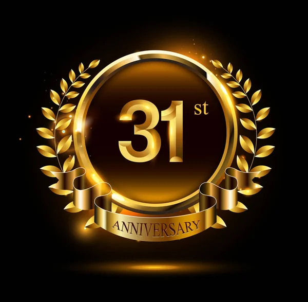 Logo 31Years Golden Anniversary Sobre Fondo Negro — Vector de stock