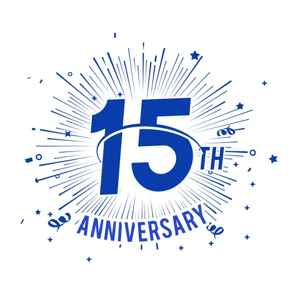 Logo Aniversario Azul Años Con Fuegos Artificiales — Archivo Imágenes Vectoriales