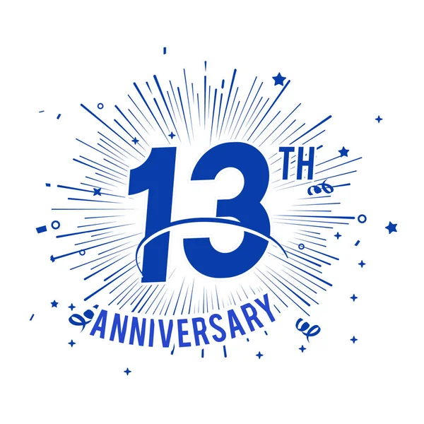 Logo Anniversaire Bleu Ans Avec Feu Artifice — Image vectorielle