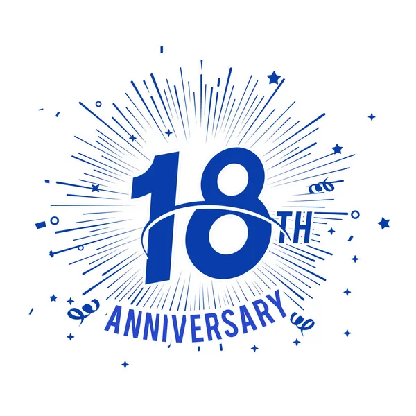 Ans Logo Anniversaire Bleu Avec Feu Artifice — Image vectorielle