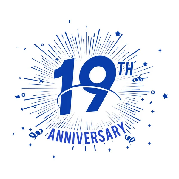 Logo Aniversario Azul Años Con Fuegos Artificiales — Archivo Imágenes Vectoriales