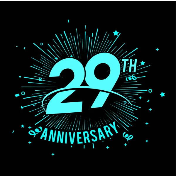 Logotipo Aniversario Azul Años Con Fuegos Artificiales Sobre Fondo Negro — Archivo Imágenes Vectoriales