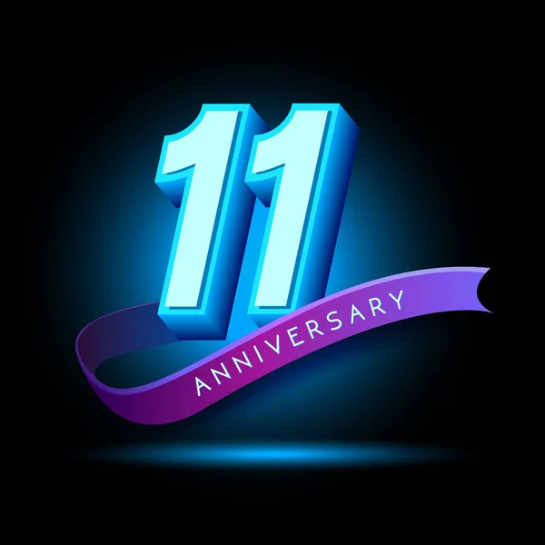 Years Anniversary Design Glow Effect Celebration Vector Template Design — Stock Vector