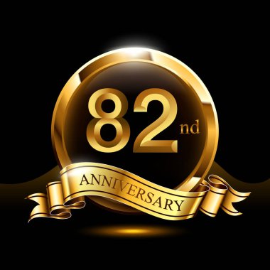 82 yıl altın yıldönümü kutlama logo halkalı ve şerit