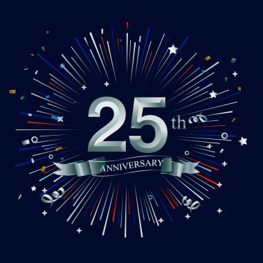 25 yıl yıldönümü logosu, dekoratif arka plan gümüş