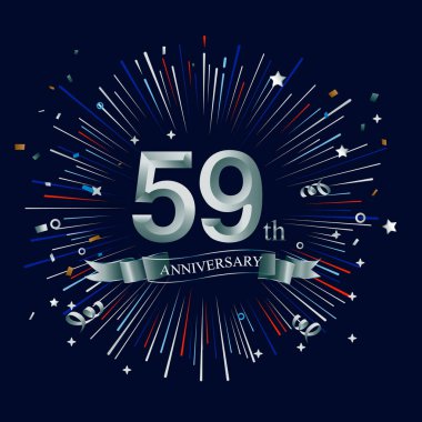59 yaş yıldönümü logosu, dekoratif arka plan gümüş