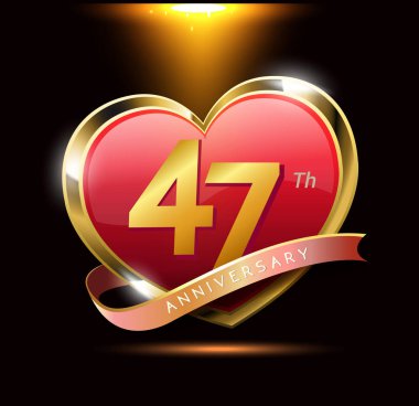 47 yaş kırmızı kalp yıldönümü logosu, dekoratif arka plan