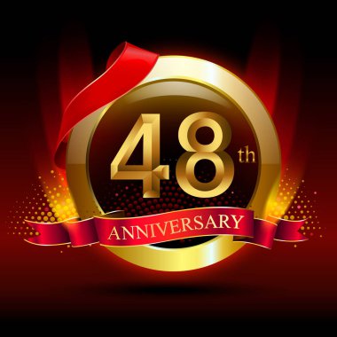 48 yaş Altın yıldönümü logosu, dekoratif arka plan