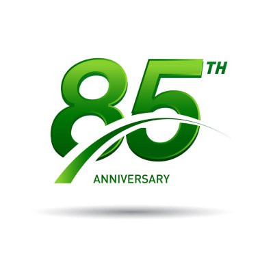 85 yıl yıldönümü logosu, dekoratif arka plan yeşil