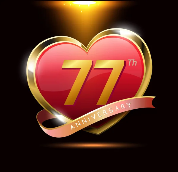 Yıl Kırmızı Kalp Yıldönümü Logosu Dekoratif Arka Plan — Stok Vektör