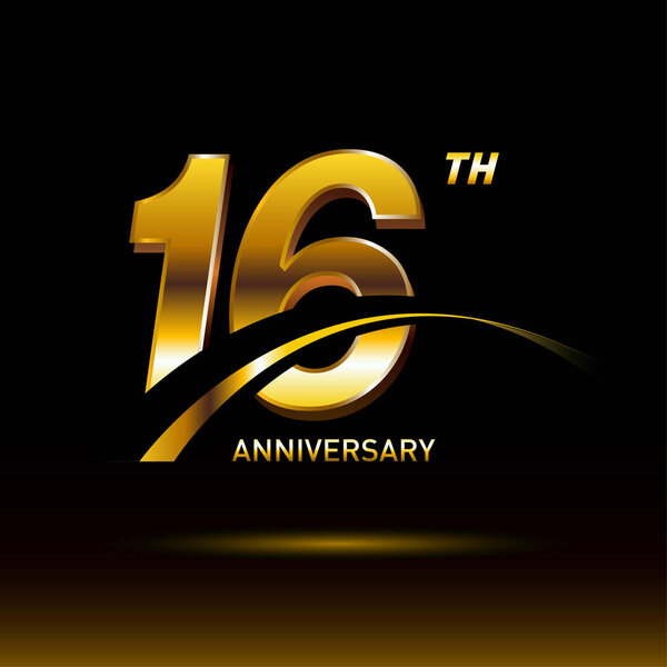 16 years golden   anniversary logo, decorative background