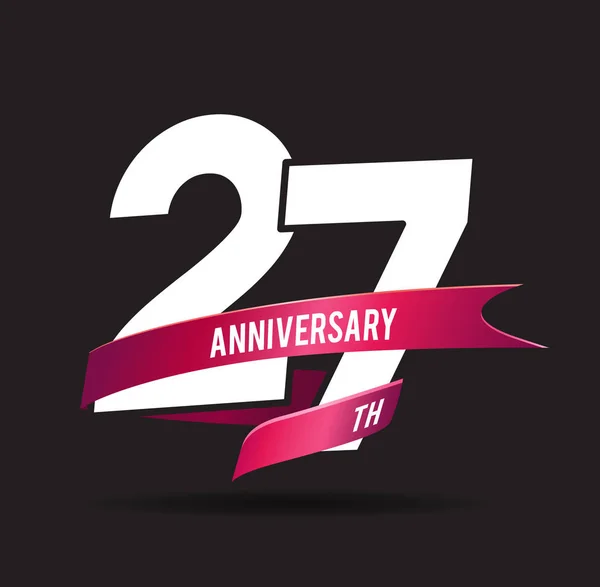 Logo Aniversario Años Con Cinta — Vector de stock