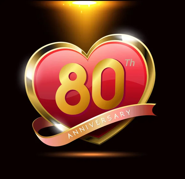 Ans Rouge Coeur Anniversaire Logo Fond Décoratif — Image vectorielle