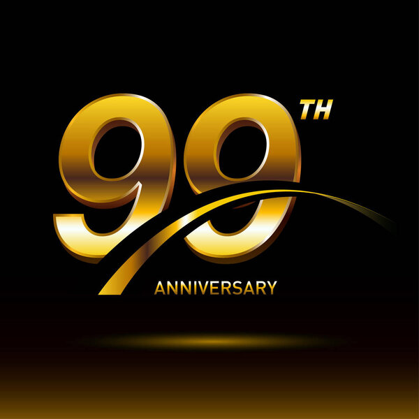 99 лет золотой юбилей логотип, декоративный фон
