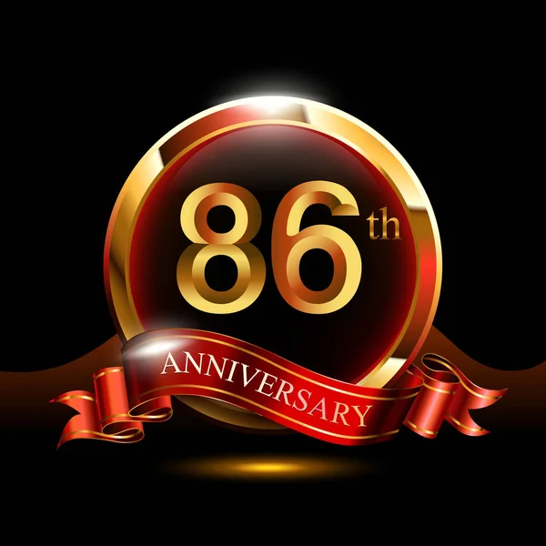 Yaş Altın Yıldönümü Kutlama Logo Halkalı Şerit — Stok Vektör