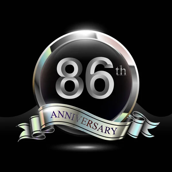 Lat Srebrny Jubileusz Celebracja Logo Pierścieniem Wstążki — Wektor stockowy