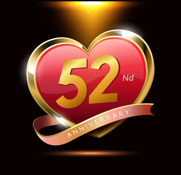 Λογότυπο Της 50Ής Επετείου Της Κόκκινη Καρδιά Χρόνια Διακοσμητικό Φόντο — Διανυσματικό Αρχείο