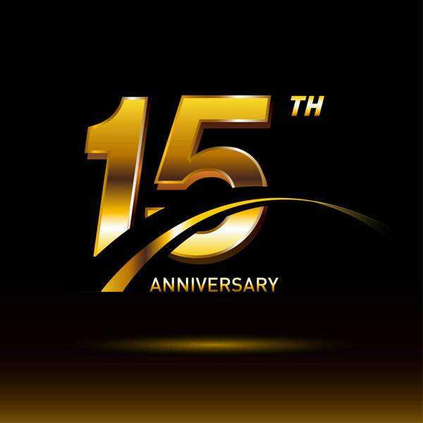 15 years golden   anniversary logo, decorative background