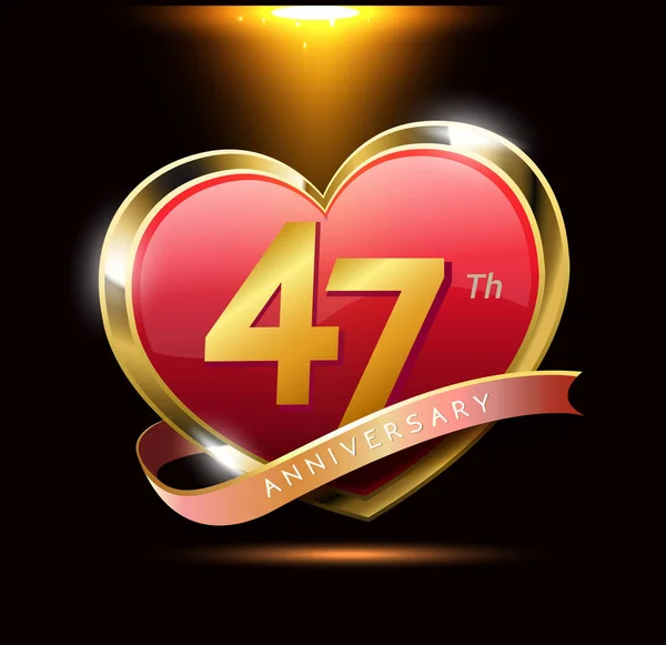 Años Corazón Rojo Logotipo Aniversario Fondo Decorativo — Vector de stock