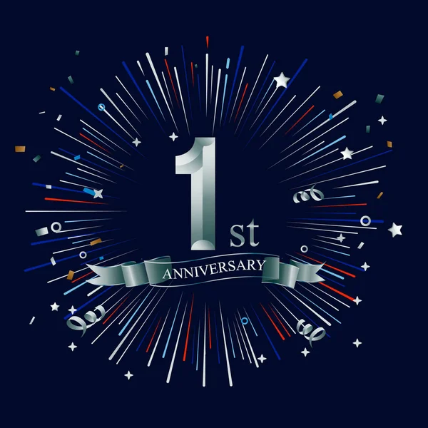 1 yıl yıldönümü logosu, dekoratif arka plan gümüş