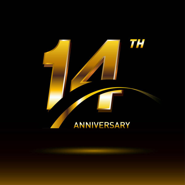 14 years golden   anniversary logo, decorative background
