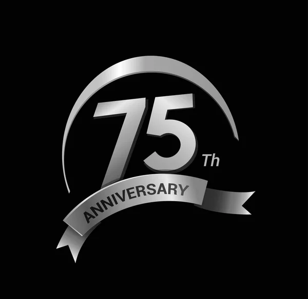 Años Plata Logotipo Celebración Del Aniversario Con Anillo Cinta — Archivo Imágenes Vectoriales