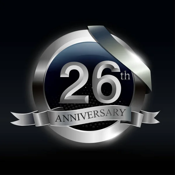 Años Logotipo Aniversario Plata Fondo Decorativo — Vector de stock
