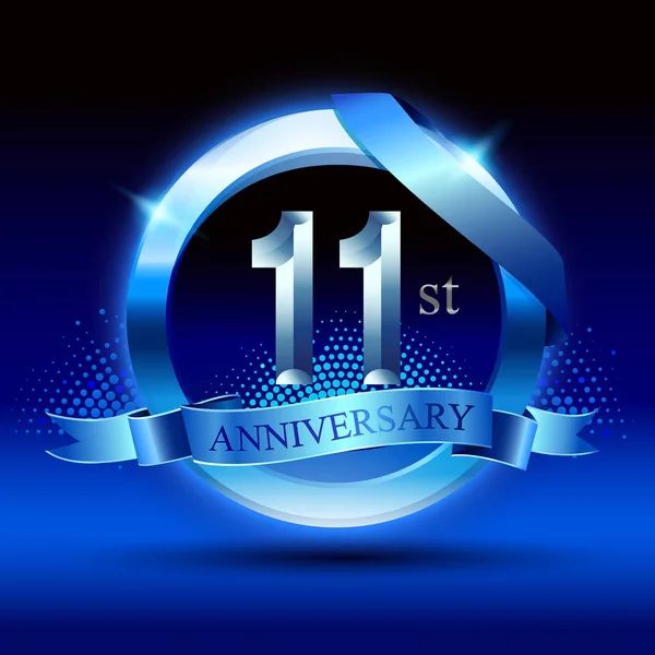 Anos Logotipo Aniversário Azul Fundo Decorativo —  Vetores de Stock