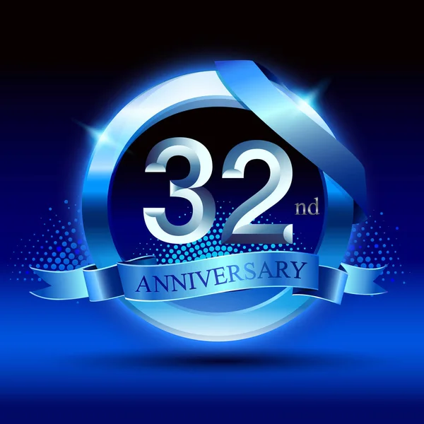 Years Blue Anniversary Logo Decorative Background — Stock Vector