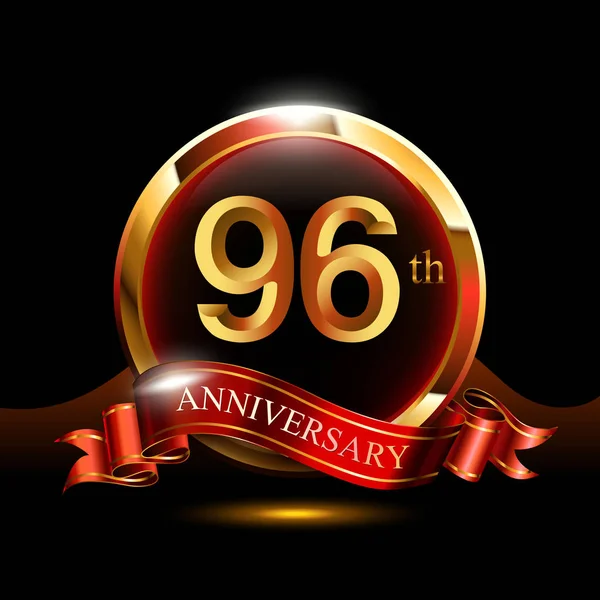 Anni Oro Anniversario Celebrazione Logo Con Anello Nastro — Vettoriale Stock