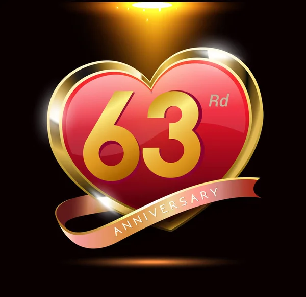 63年红心周年纪念标志 装饰背景 — 图库矢量图片