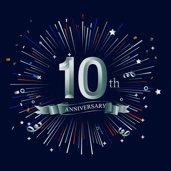 10年银周年纪念标志 装饰背景 — 图库矢量图片