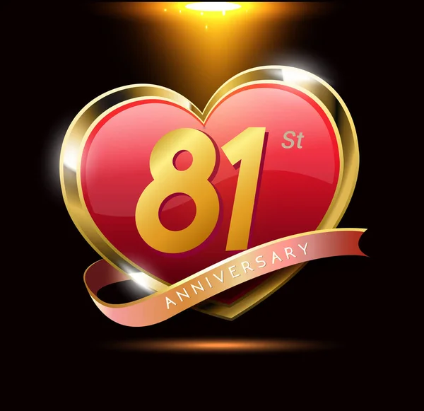 Λογότυπο Της 50Ής Επετείου Της Κόκκινη Καρδιά Έτη Διακοσμητικό Φόντο — Διανυσματικό Αρχείο
