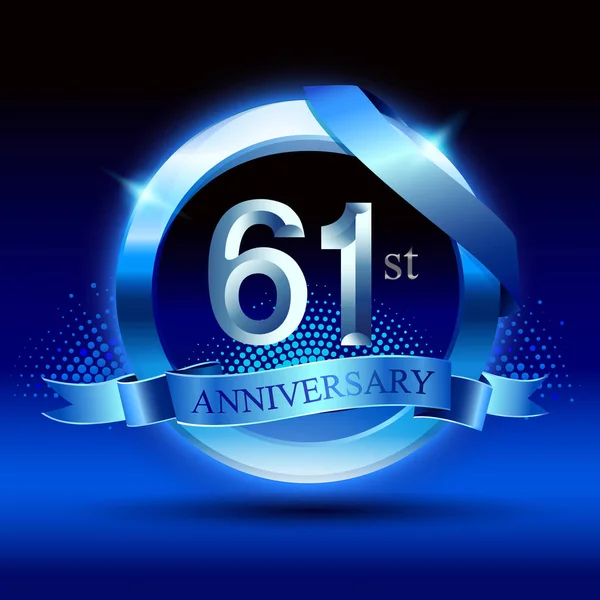 Ans Logo Anniversaire Bleu Fond Décoratif — Image vectorielle