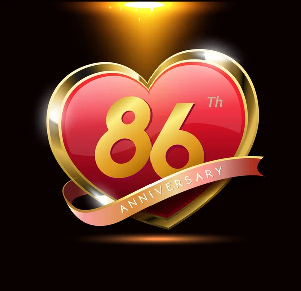Anos Vermelho Coração Aniversário Logotipo Fundo Decorativo — Vetor de Stock