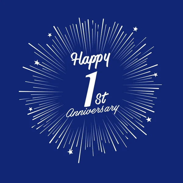 Yıl Yıldönümü Logosu Havai Fişek Ile Mavi — Stok Vektör