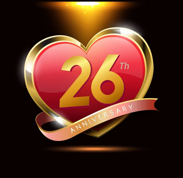 Ans Rouge Coeur Anniversaire Logo Fond Décoratif — Image vectorielle