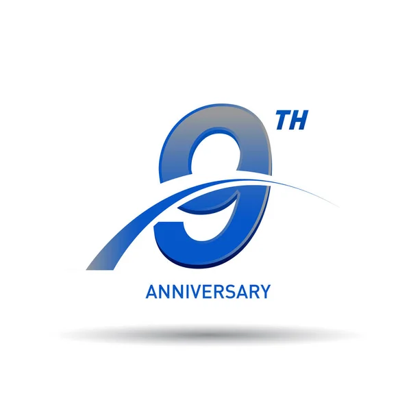 Logo Aniversario Azul Años Fondo Decorativo — Vector de stock